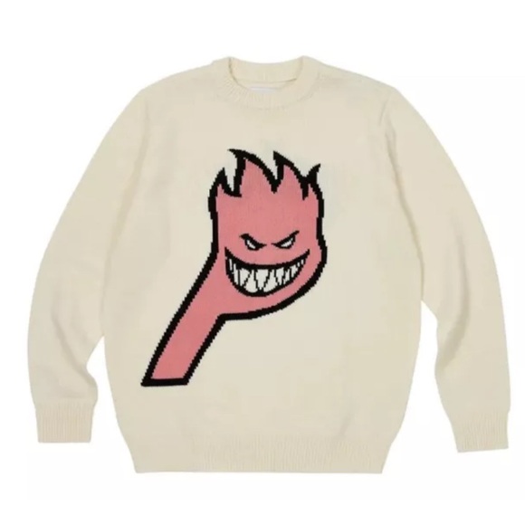 Palace x Spitfire Wool Blend Knit Sweater in Cream Men’s Size XL